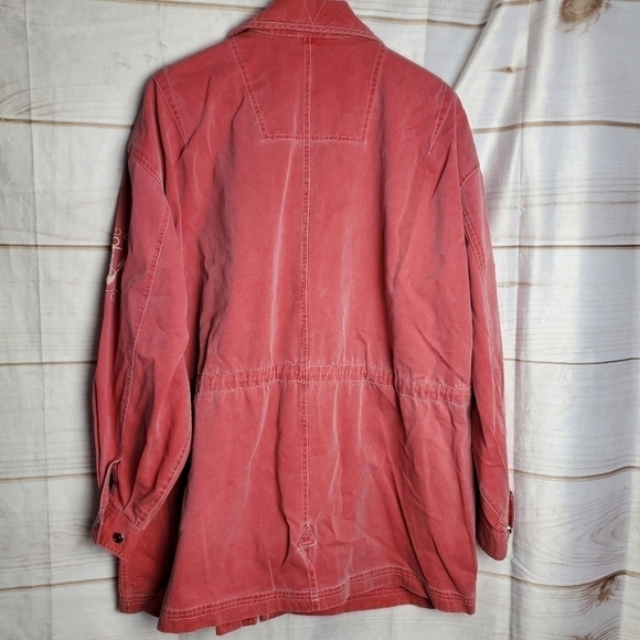 Cambridge Dry Goods Light Red Safari Cinched Waist Lightweight Jacket Size Large - Picture 8 of 11